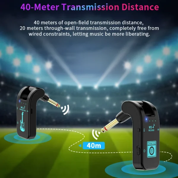 Transmisor y receptor de guitarra inalámbrico, sistema de transmisión en tiempo Real, 2,4G, 48K/16 bits, enchufe giratorio de 282 grados para guitarras - Imagen 4