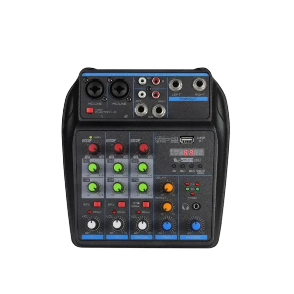 Consola mezcladora de 4 canales para DJ, mezclador de Audio Bluetooth, alimentación fantasma de 48V, sistema de Karaoke, USB