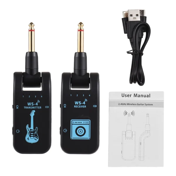 Transmisor y receptor de guitarra inalámbrico, sistema de transmisión en tiempo Real, 2,4G, 48K/16 bits, enchufe giratorio de 282 grados para guitarras - Imagen 2