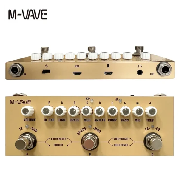 M-vave Cube Pedal multiefectos recargable para bebé, para guitarra acústica eléctrica, grabación, función de interfaz de Audio