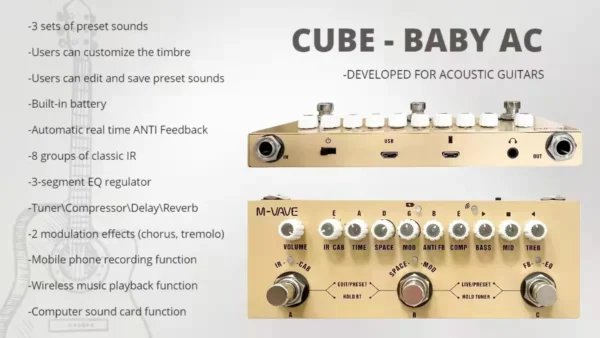 M-vave Cube Pedal multiefectos recargable para bebé, para guitarra acústica eléctrica, grabación, función de interfaz de Audio - Imagen 5