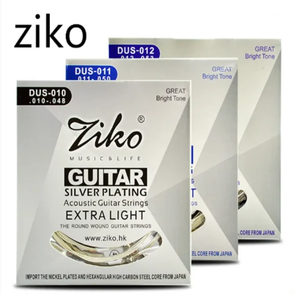 Ziko-Juego de cuerdas para guitarra acústica, instrumento Musical Chapado en plata, 6 cuerdas, 010, 011, 012