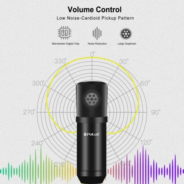 PULUZ-micrófono de condensador para estudio, Kits de micrófono de canto profesional con brazo de tijera de suspensión y soporte de choque de Metal - Imagen 4