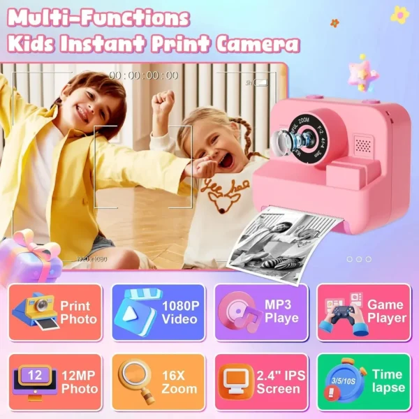 Cámara Digital de impresión instantánea para niños, grabación de Video, tarjeta de 32G e impresión térmica, juguete educativo para niños, regalo - Imagen 5