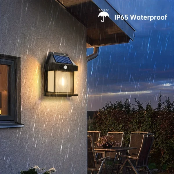 Luz Solar de pared de tungsteno para exteriores con Sensor de movimiento, luz LED de seguridad impermeable IP65 para Patio, cubierta exterior, porche, garaje de Granero - Imagen 4