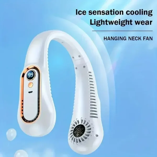 Ventilador de cuello colgante, enfriador de aire portátil de verano, ventilador de refrigeración USB con 5 velocidades y pantallas digitales, súper tecnología y sin aspas - Imagen 2