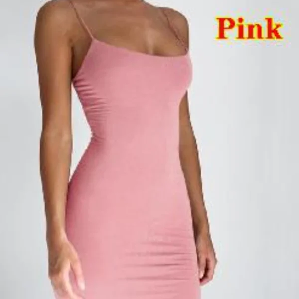 Vestido corto de verano con tirantes finos para mujer, minivestido Sexy ajustado para fiesta y Club, camisola femenina, color negro liso, 2024 - Imagen 6