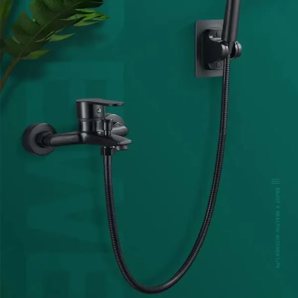 Manguera de ducha de acero inoxidable de 1,5/2M, extensión de manguera larga de agua para baño, tubería de plomería, tubo de cabezal de ducha negro/plateado - Imagen 6