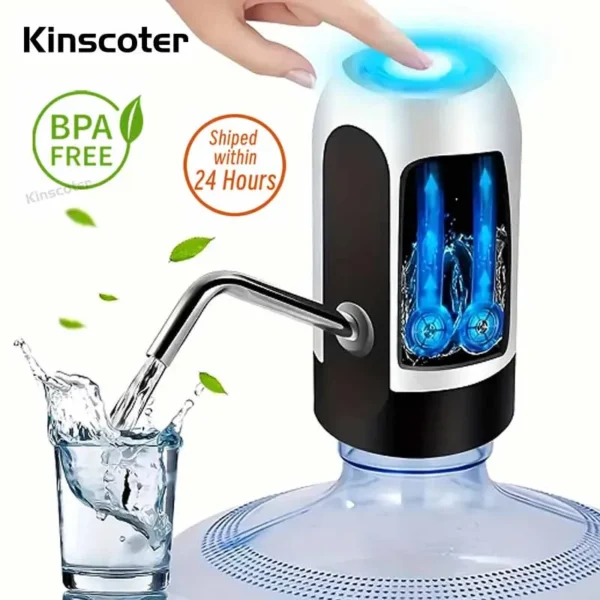 Kinscoter-Mini bomba de agua portátil recargable, dispensador automático de agua con interruptor, carga USB para botella Universal de 5 galones