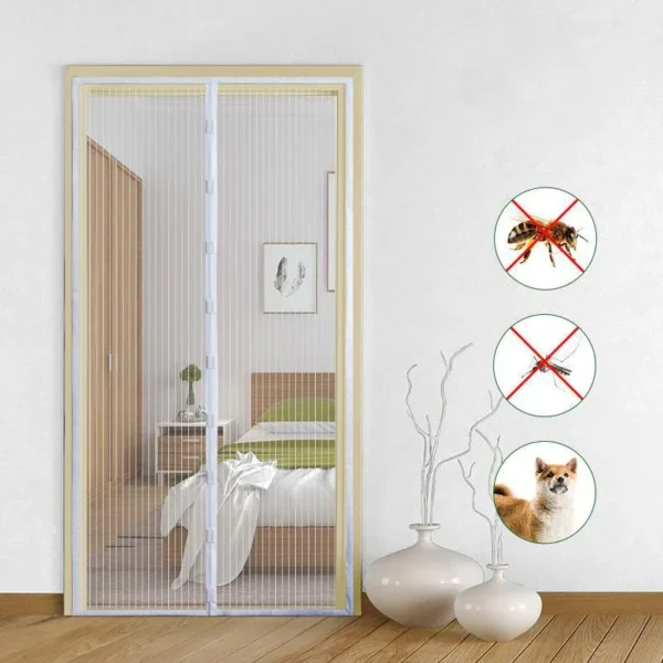 Mosquitera magnética para puerta, cortina antiinsectos con cierre automático para sala de estar y dormitorio, Verano - Imagen 6