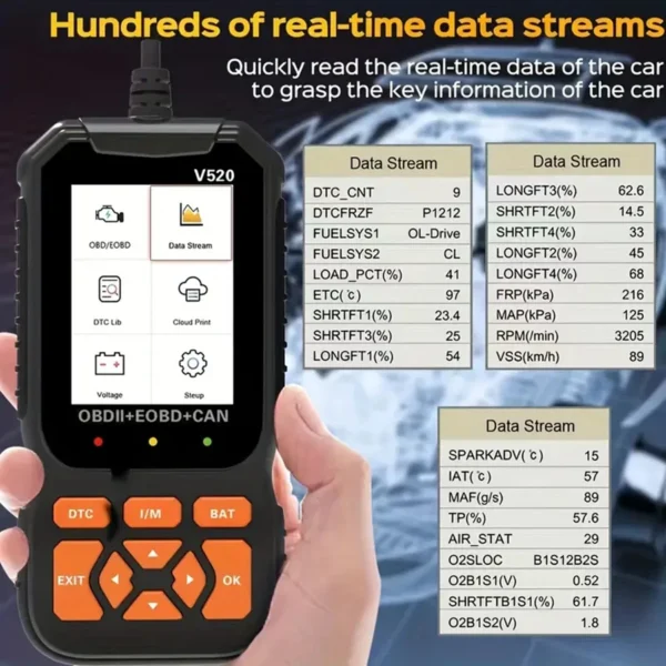 Escáner profesional de datos en vivo OBD2, herramienta de diagnóstico OBDII, lector de código para comprobar la luz del motor, impresión en la nube - Imagen 3