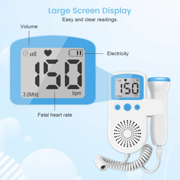 Doppler Fetal portátil de bolsillo para bebé, máquina detectora de ultrasonido para embarazo, Monitor de ritmo cardíaco - Imagen 3