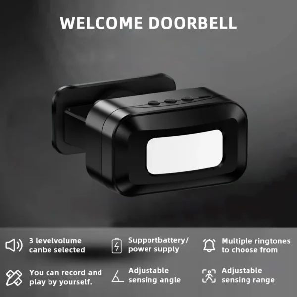 Timbre de bienvenida inalámbrico para invitados, timbre de puerta con alarma de movimiento PIR para tienda, entrada de empresa, protección de seguridad inteligente