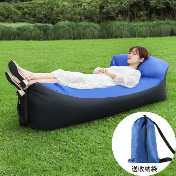 Sofá inflable rápido para acampar, tumbona de aire, saco de dormir de playa, sofá de aire plegable portátil para viajes, Picnic al aire libre, silla de cama perezosa - Imagen 3