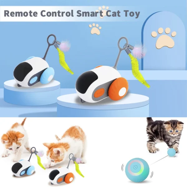 Coche interactivo inteligente para gatos, juguete con control remoto y movimiento automático, pelota de juguete para interiores - Imagen 2