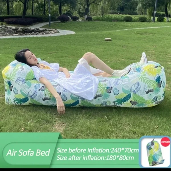 Sofá inflable rápido para acampar, tumbona de aire, saco de dormir de playa, sofá de aire plegable portátil para viajes, Picnic al aire libre, silla de cama perezosa - Imagen 5