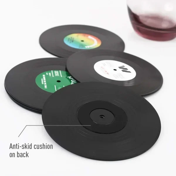 Juego de posavasos de disco de vinilo Retro colorido para bebidas, juego de posavasos de disco de vinilo, decoración de mesa de centro, 6 unidades - Imagen 2