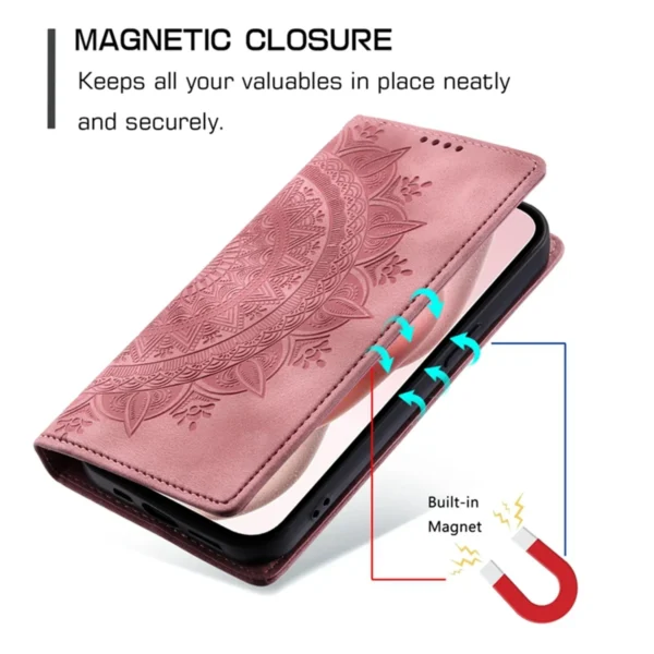 Funda de cuero magnético con Totem en relieve, billetera con ranuras para tarjetas para iPhone 16, 15, 14, 13, 12, 11 Pro Max, 13 Pro, X, XR, 7, 8 Plus - Imagen 2