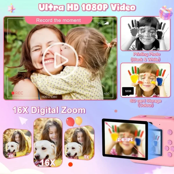 Cámara Digital de impresión instantánea para niños, grabación de Video, tarjeta de 32G e impresión térmica, juguete educativo para niños, regalo - Imagen 4