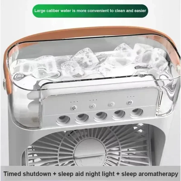 Ventilador 3 en 1 para el hogar, Enfriador de aire pequeño con luz LED nocturna, Humidificador portátil, ventilador de ajuste de aire para oficina y hogar, nuevo - Imagen 6