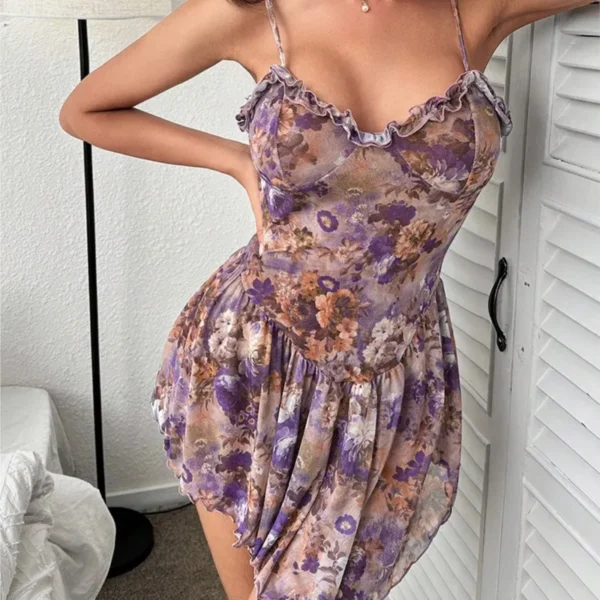 Vestido europeo fragmentado, camisola de estilo, vestido juvenil, Falda corta, vestidos informales para mujer, disfraz Sexy, vestidos sexuales con tirantes para mujer - Imagen 2