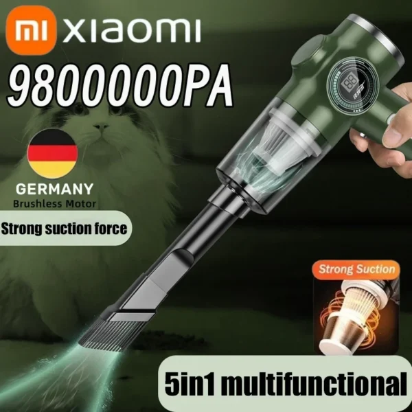 Xiaomi 9800000 Aspirador de automóvil inalámbrico PA, limpiador de electrodomésticos de mano de alta potencia de doble uso en seco y húmedo, para el hogar y el coche