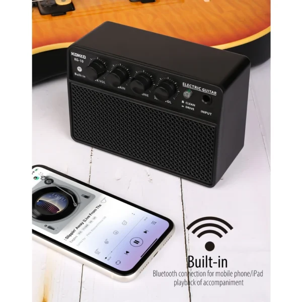 Miniamplificador de guitarra Portátil con Bluetooth, amplificador recargable de 10W con canales limpios y de accionamiento - Imagen 4