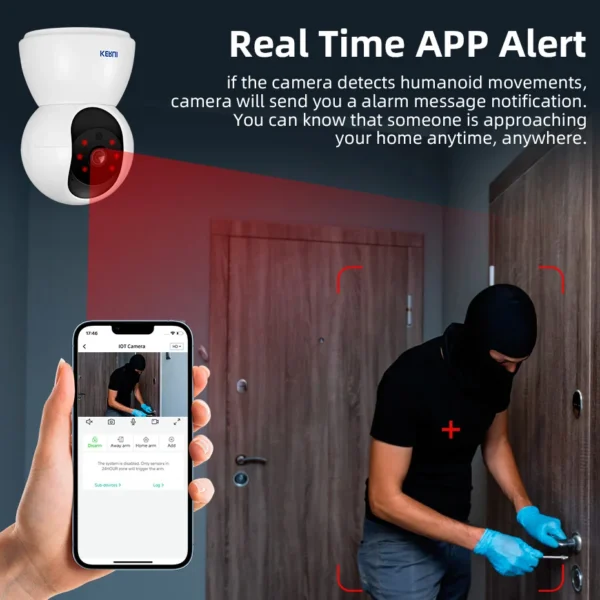 KERUI-sistema de alarma para seguridad del hogar, cámara multifunción, Kit de vigilancia con Detector de movimiento, Sensor de puerta, seguimiento automático - Imagen 4