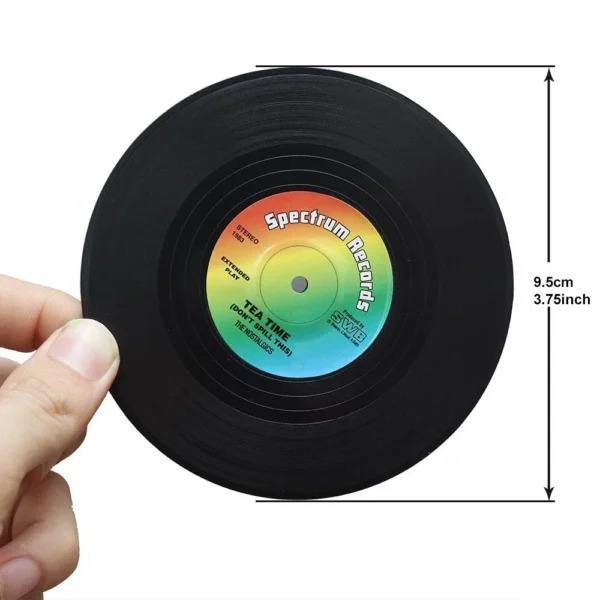 Juego de posavasos de disco de vinilo Retro colorido para bebidas, juego de posavasos de disco de vinilo, decoración de mesa de centro, 6 unidades - Imagen 4