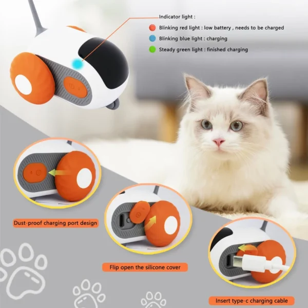 Coche interactivo inteligente para gatos, juguete con control remoto y movimiento automático, pelota de juguete para interiores - Imagen 4