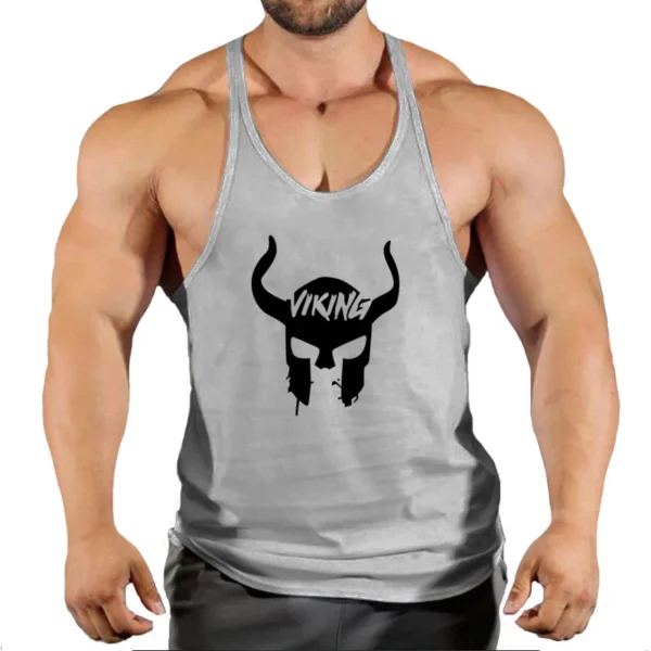 Ropa con estampado de calavera para hombre, camisetas sin mangas de algodón para gimnasio y culturismo, chaleco de entrenamiento muscular - Imagen 6