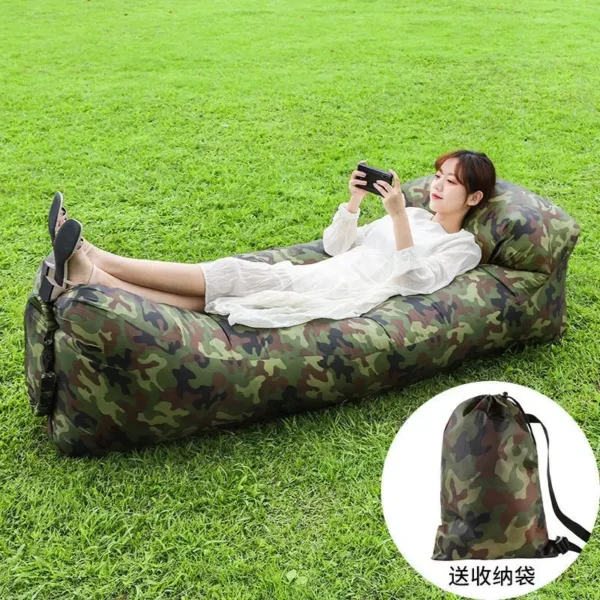 Sofá inflable rápido para acampar, tumbona de aire, saco de dormir de playa, sofá de aire plegable portátil para viajes, Picnic al aire libre, silla de cama perezosa - Imagen 4