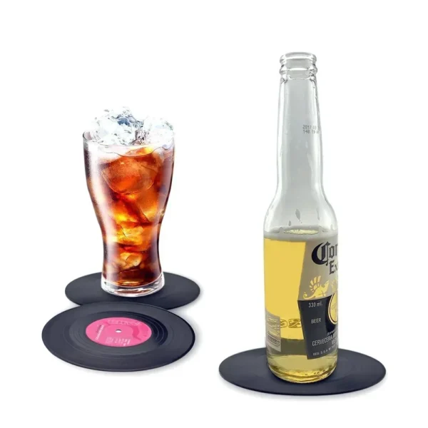 Juego de posavasos de disco de vinilo Retro colorido para bebidas, juego de posavasos de disco de vinilo, decoración de mesa de centro, 6 unidades - Imagen 3