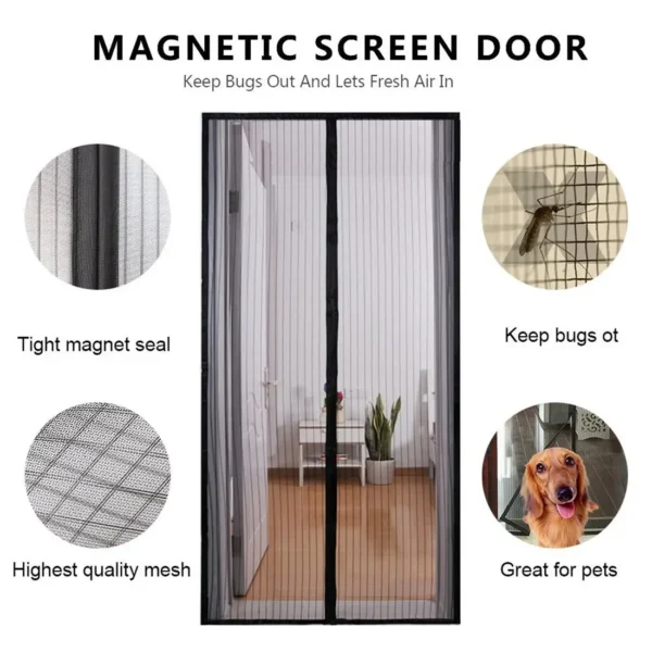 Mosquitera magnética para puerta, cortina antiinsectos con cierre automático para sala de estar y dormitorio, Verano - Imagen 2