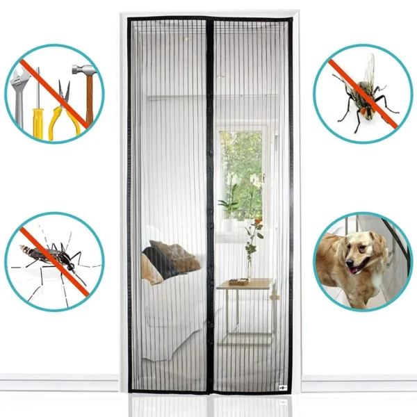 Mosquitera magnética para puerta, cortina antiinsectos con cierre automático para sala de estar y dormitorio, Verano - Imagen 5