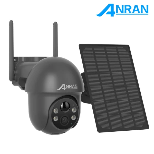 ANRAN 1296P WiFi Cámara con batería solar 355 ° Cámara de vigilancia de seguridad con rotación, alarma de sirena de detección humanoide inalámbrica para exteriores