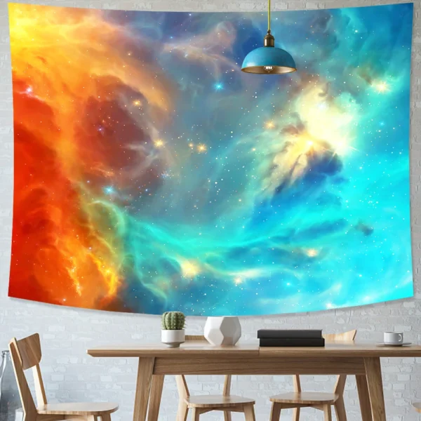 Toalla de playa psicodélica para colgar en la pared, manta fina de mandala, universo de yoga, nebulosa espacial, tapiz artístico grande, cubierta impresa - Imagen 4