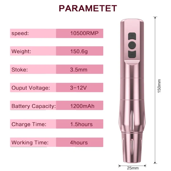 Biomaser-máquina de tatuaje inalámbrica para maquillaje permanente, pluma de tatuaje para principiantes, cejas, labios, suministros de artista compatibles con cartuchos universales - Imagen 2